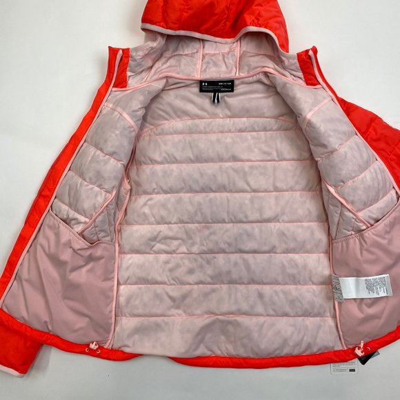 Under Armour Stretch 700 Down Jacket Women's Small 1355833 Orange Sample - Picture 6 of 7